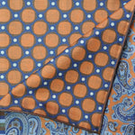 Paisley, Geo's & Stripes Reversible Panama Silk Pocket Square in Orange, Blue & Green