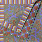 Paisley, Geo's & Stripes Reversible Panama Silk Pocket Square in Purple, Brown & Ochre