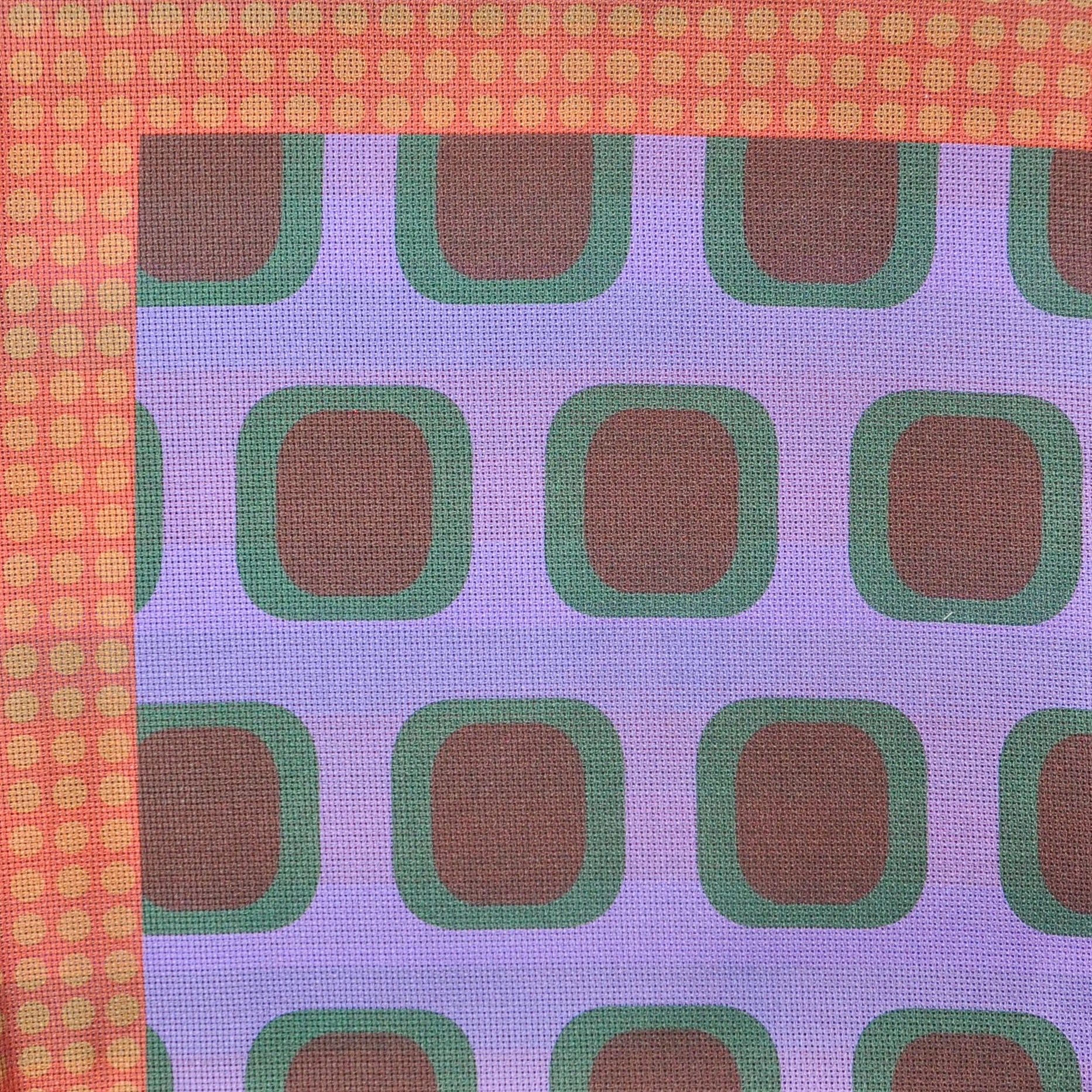 Dots, Geo's & Stripes Reversible Panama Silk Pocket Square in Violet, Brown & Orange