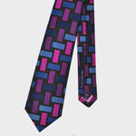 Rectangles Woven Silk Tie in Purple, Pink & Blues