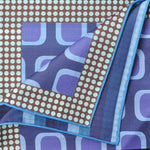 Dots, Geo's & Stripes Reversible Panama Silk Pocket Square in Blue, Violet & Brown