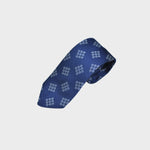 Little Geometric Hoops on Natte Silk Tie in Blue & White