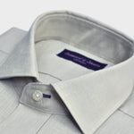 Semi Spread Collar Linen Shirt in Ecru