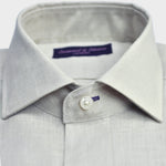 Semi Spread Collar Linen Shirt in Ecru