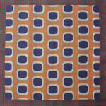 Dots, Geo's & Stripes Reversible Panama Silk Pocket Square in Blue, Orange & Claret