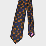 Repeat Geometrics Woven Silk Tie in Royal ,Blue, Gold & Brown