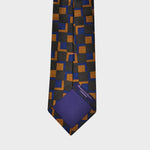 Repeat Geometrics Woven Silk Tie in Royal ,Blue, Gold & Brown