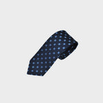Repeat Blue Florets on Navy Natte Silk Tie
