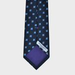 Repeat Blue Florets on Navy Natte Silk Tie
