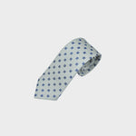 Repeat Blue Florets on White Natte Silk Tie