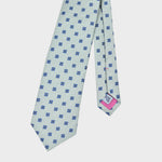 Repeat Blue Florets on White Natte Silk Tie