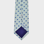 Repeat Blue Florets on White Natte Silk Tie