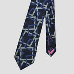 Scattered Squares Woven Silk Tie in Navy, Blue & Grey