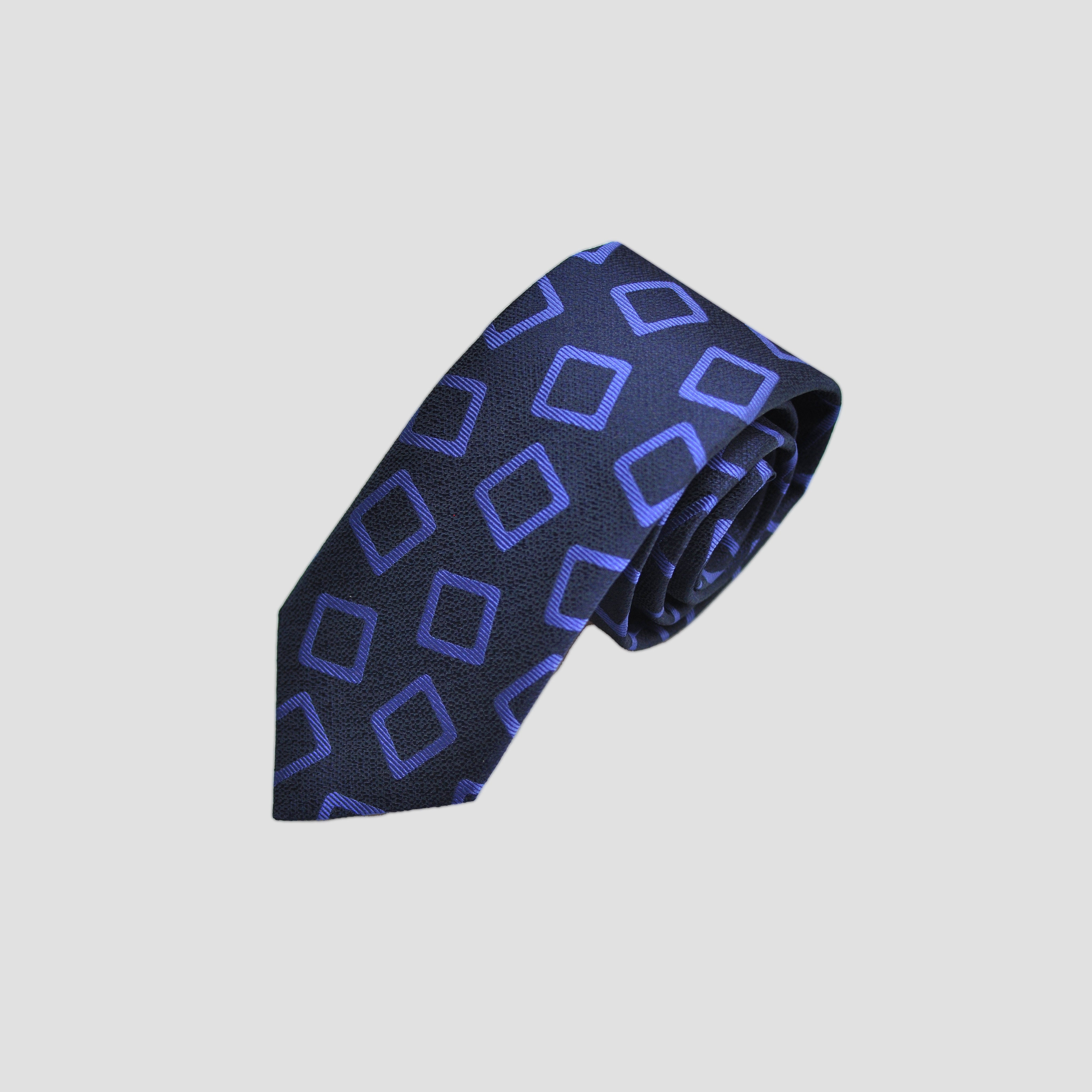 Falling Squares Woven Silk Tie in Navy & Blue
