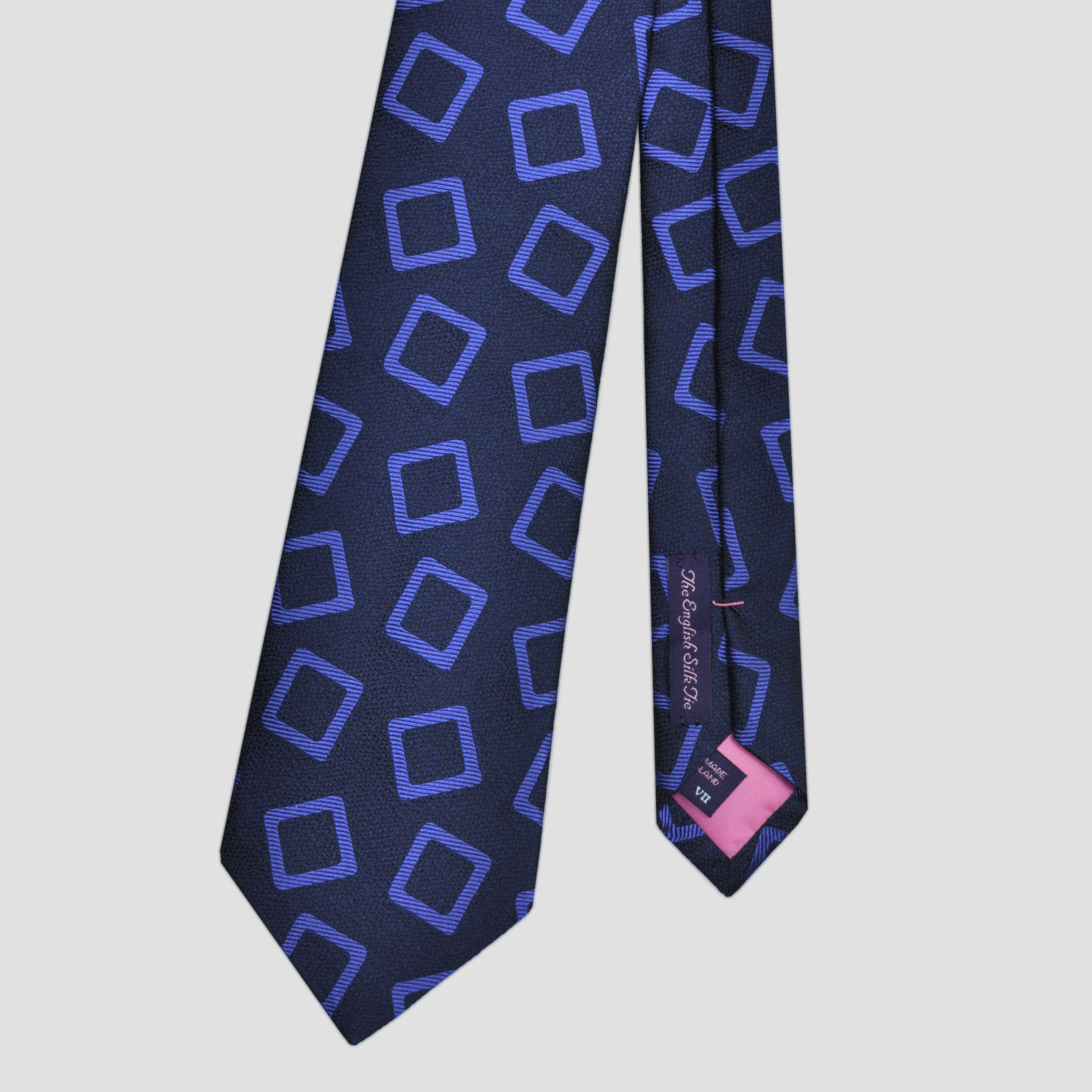 Falling Squares Woven Silk Tie in Navy & Blue
