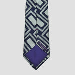 Big Rectangles Woven Silk Tie in Blue & Grey