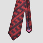 Zig Zag Woven Silk Tie in Claret & Red
