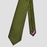 Zig Zag Woven Silk Tie in Lime & Brown