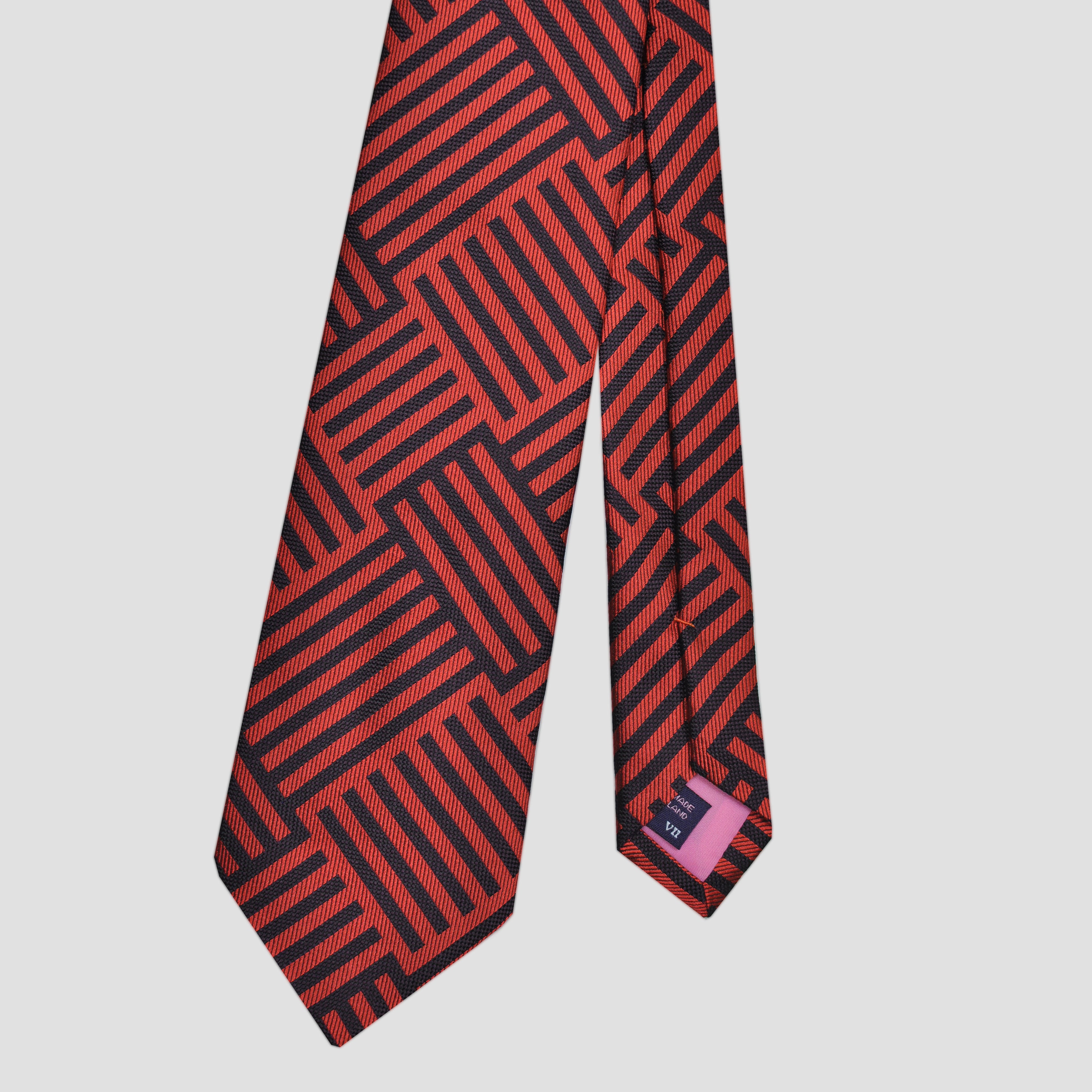 Repeat Dashes Woven Silk Tie in Red