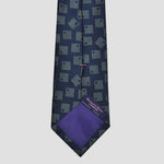 Geometric Squares Woven Silk Tie in Navy Blue