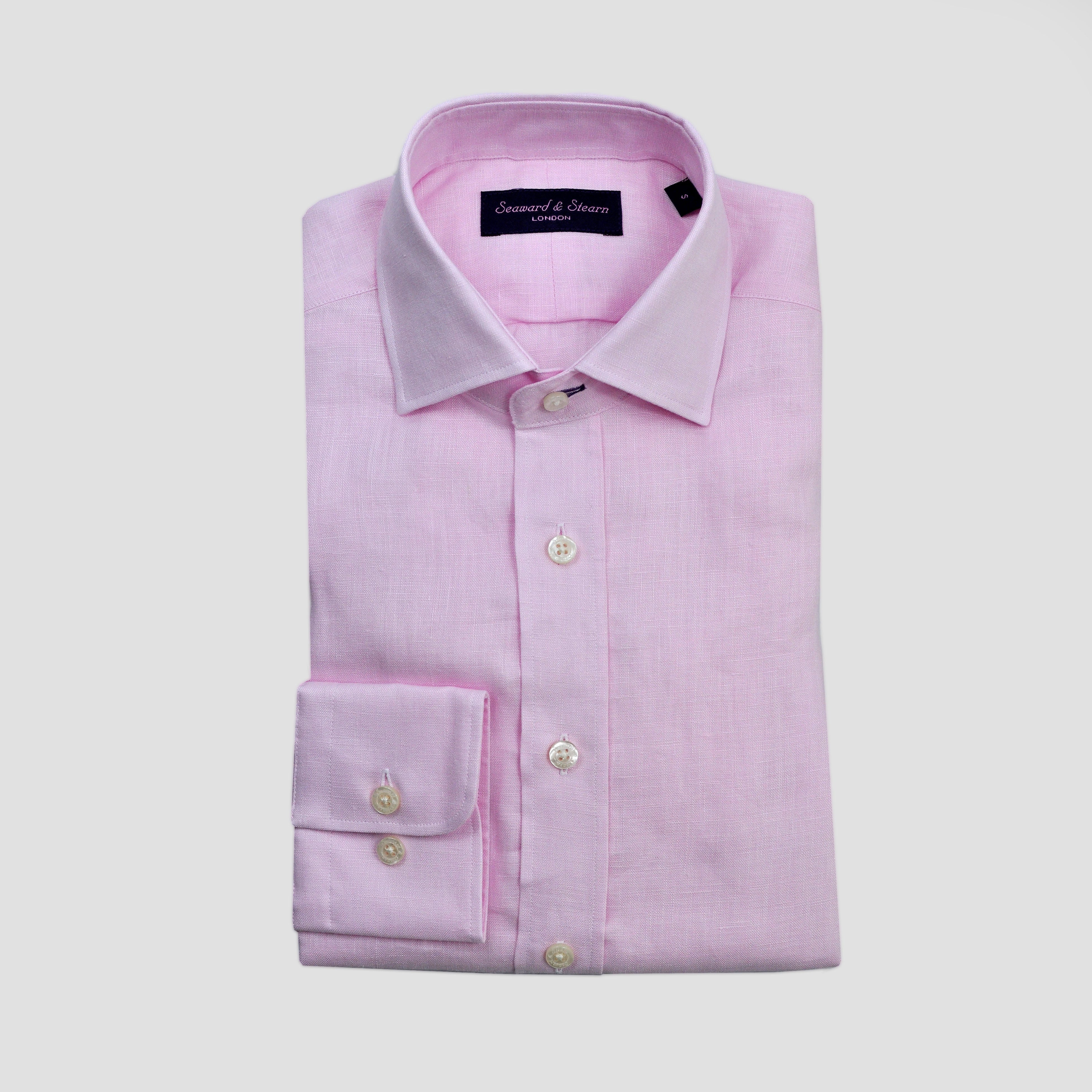 Linen Spread Collar Shirt in Pink