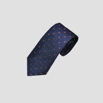 Neat Repeat Squares Woven Silk Tie in Navy & Claret