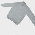 Merino Wool Quarter Zip Jumper in Light Grey with Dark Grey Trim