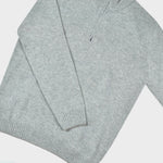 Merino Wool Quarter Zip Jumper in Light Grey with Dark Grey Trim