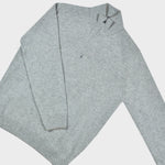 Merino Wool Quarter Zip Jumper in Light Grey with Dark Grey Trim