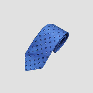 Neat Repeat Squares Woven Silk Tie in Light Blue & Navy