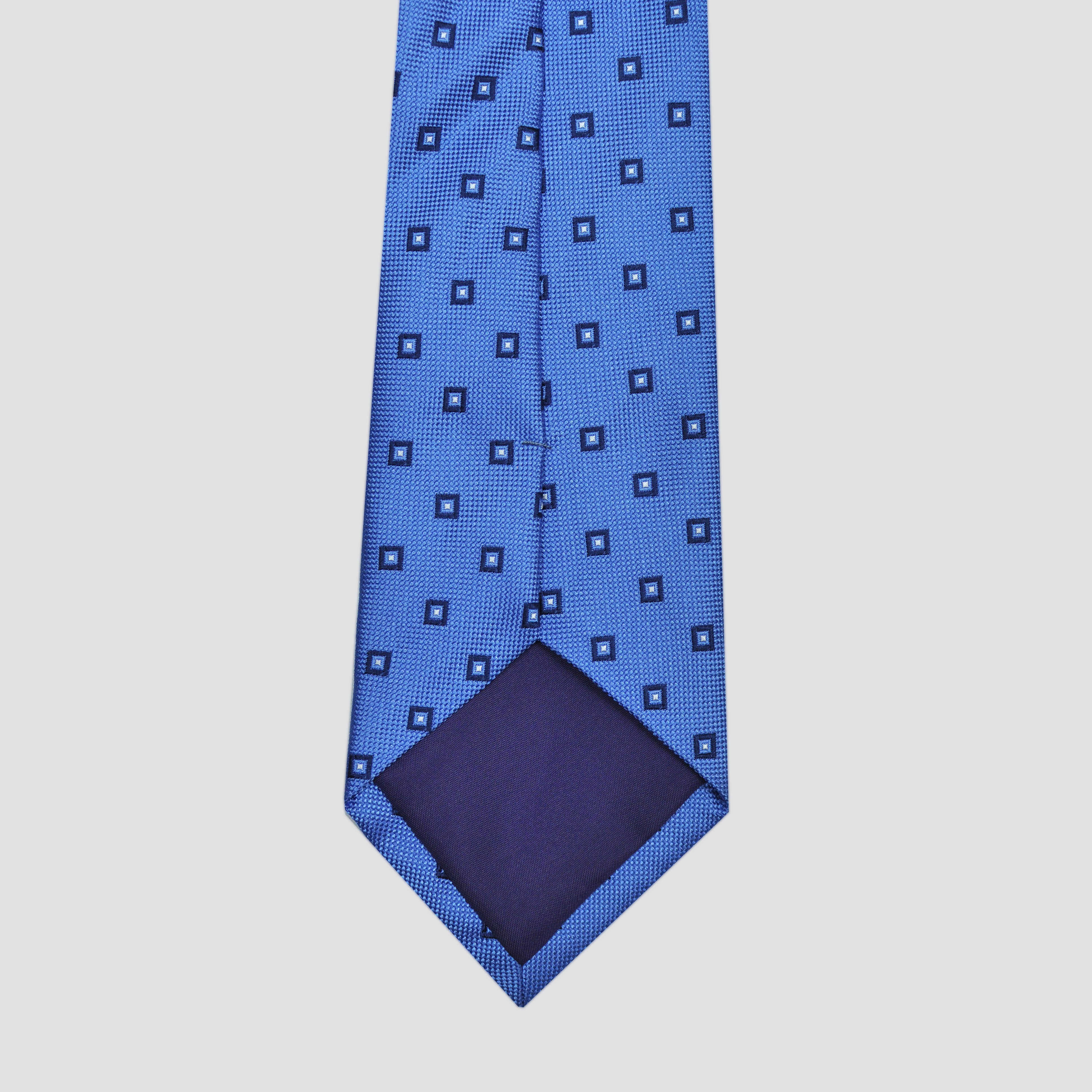 Neat Repeat Squares Woven Silk Tie in Light Blue & Navy