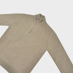Merino Wool Quarter Zip Jumper in Light Brown with Grey Trim