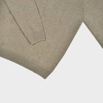 Merino Wool Quarter Zip Jumper in Light Brown with Grey Trim
