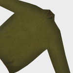 Merino Wool Quarter Zip Jumper in Olive Green with Orange Trim
