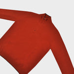 Merino Wool Quarter Zip Jumper in Rustry Orange with Brown Trim