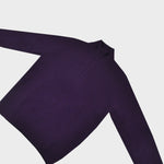 Merino Wool Quarter Zip Jumper in Purple with Navy Trim