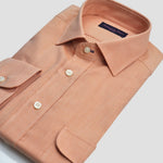 Classic Collar Reppe Shirt with Double Breast Button-Down Pockets in Peach