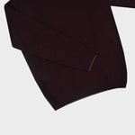 Merino Wool Quarter Zip Jumper in Claret with Light Brown Trim