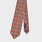 Medallions Silk Tie in Orange & Blue