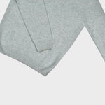 Merino Wool Crew Neck Jumper in Light Grey with Ochre Trim