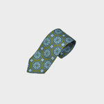 Medallions Silk Tie in Lime & Blue
