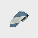Bold Stripes in Blue  & White Slub Silk Tie