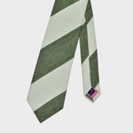 Bold Stripes in Olive Green  & White Slub Silk Tie
