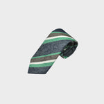 Stripes in Blue, Brown & Green on Slub Silk Tie
