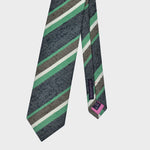 Stripes in Blue, Brown & Green on Slub Silk Tie