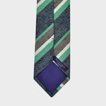 Stripes in Blue, Brown & Green on Slub Silk Tie