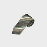 Stripes in Brown & Olive on Slub Silk Tie
