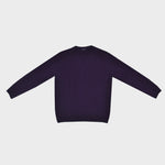 Merino Wool Crew Neck Jumper in Purple with Navy Trim
