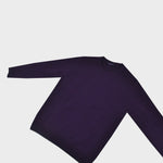 Merino Wool Crew Neck Jumper in Purple with Navy Trim