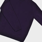 Merino Wool Crew Neck Jumper in Purple with Navy Trim